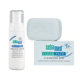 Sebamed Clear Face 150 ml Yüz Temizleyici Köpük + Clear Face 100 gr Kompakt Sabun Seti