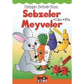 Sebzeler Meyveler Noktaları Birleştir Boyama Kitabı - Limonkids