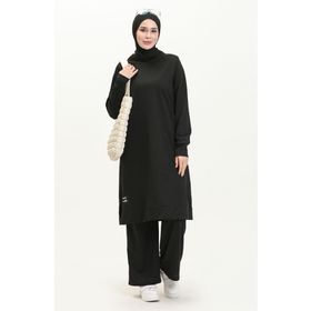 Sefamerve 0044-05 Siyah Kadın Tunik Pantolon İkili Takım