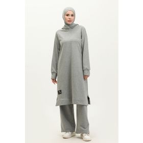 Sefamerve 0293-01 Gri Kadın Tunik Pantolon İkili Takım