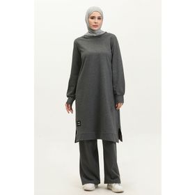 Sefamerve 0293-02 Antrasit Kadın Tunik Pantolon İkili Takım
