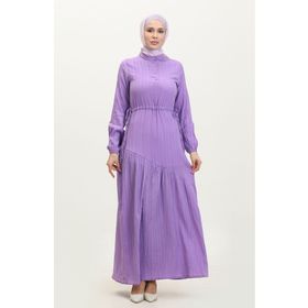Sefamerve 0363-01 Lila Yandan Bağlamalı Büzgülü Kadın Elbise