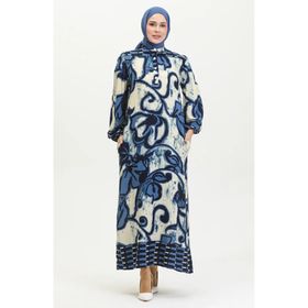 Sefamerve 0396-05 İndigo Bej Kadın Elbise