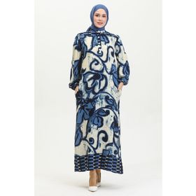 Sefamerve 0396-05 İndigo Bej Kadın Elbise