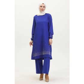 Sefamerve 0409-03 Saks Kadın Tunik Pantolon İkili Takım