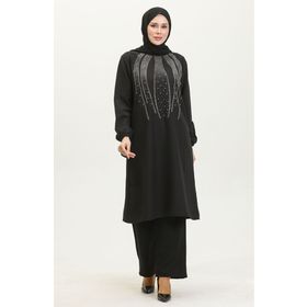 Sefamerve 0410-04 Siyah Kadın Tunik Pantolon İkili Takım