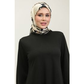 Sefamerve 0650-01 Siyah Kolu Lastikli Kadın Elbise