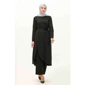 Sefamerve 0664-02 Siyah Kadın Tunik Pantolon İkili Takım