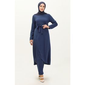 Sefamerve 0664-08 İndigo Kadın Tunik Pantolon İkili Takım