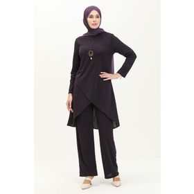 Sefamerve 0704-05 Mor Kadın Tunik Pantolon İkili Takım