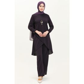 Sefamerve 0704-05 Mor Kadın Tunik Pantolon İkili Takım