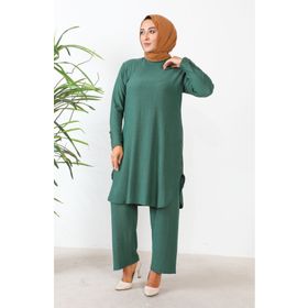 Sefamerve 2658-01 Zümrüt Yeşili Kadın Tunik Pantolon İkili Takım