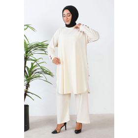 Sefamerve 2658-04 Krem Kadın Tunik Pantolon İkili Takım
