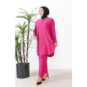 Sefamerve 2691-09 Fuşya Kadın Tunik Pantolon İkili Takım