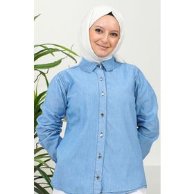 Sefamerve 30351-01 Kot Mavi Kadın Gömlek