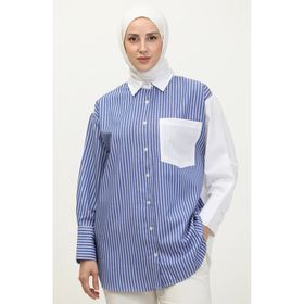 Sefamerve 4814-01 Saks Kadın Gömlek