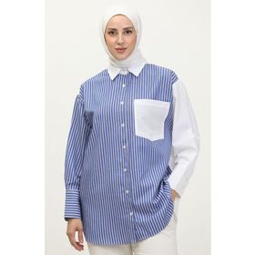 Sefamerve 4814-01 Saks Kadın Gömlek