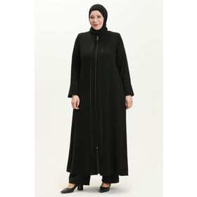 Sefamerve 5050-01 Taş İşlemeli Güpürlü Siyah Ferace