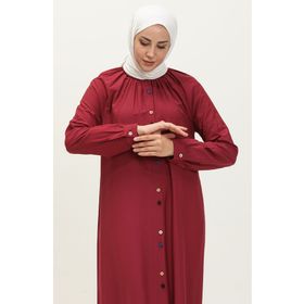 Sefamerve 5110-05 Bordo Çift Düğmeli Viskon Kadın Elbise