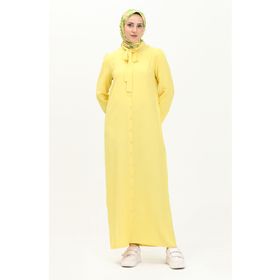 Sefamerve 5111-04 Sarı Kravat Yaka Düğmeli Kadın Elbise