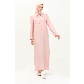 Sefamerve 5111-07 Pembe Kravat Yaka Düğmeli Kadın Elbise