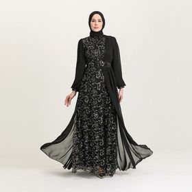 Sefamerve 5408A-03 Siyah Gümüş Kadın Elbise