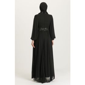 Sefamerve 5408A-03 Siyah Gümüş Kadın Elbise
