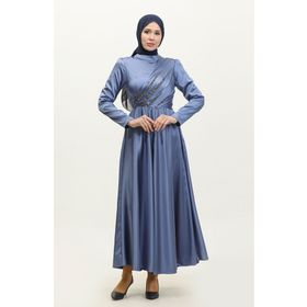 Sefamerve 5762-02 İndigo Kadın Abiye Elbise