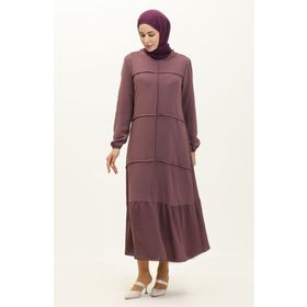 Sefamerve 6595-07 Lila Aerobin Kumaş Büzgülü Kadın Elbise