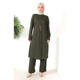 Sefamerve 8585-07 Haki Kadın Tunik Pantolon İkili Takım