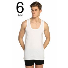 Seher ELF568S0001CCM6 Beyaz 6'lı Klasik Penye Erkek Atlet