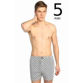 Seher ELF568S0007CCM5 Karışık Desen 5 li Paket Düğmeli Erkek Boxer