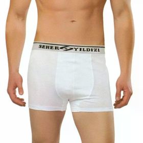 Seher Yıldızı 060 Likralı Paçalı 12 Adet Beyaz Erkek Boxer