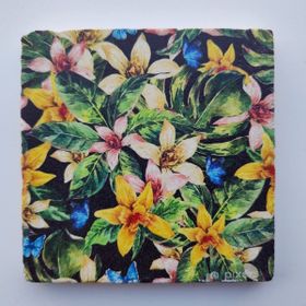 Şeker Portakalım Tekli 10x10 cm Beyaz Dekoratif Figürlü Doğal Taş Gider Kapağı Banyo Süsü