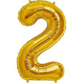 Şekilli 2 Numara Supershape Gold Rakam Folyo Balon