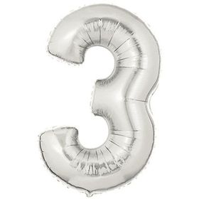 Şekilli 3 Numara Supershape Silver Rakam Folyo Balon