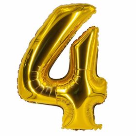 Şekilli 4 Numara Supershape Gold Rakam Folyo Balon