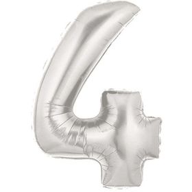 Şekilli 4 Numara Supershape Silver Rakam Folyo Balon
