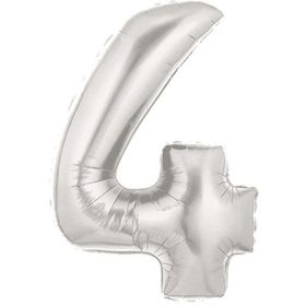 Şekilli 4 Numara Supershape Silver Rakam Folyo Balon