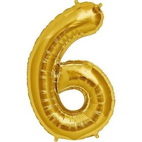 Şekilli 6 Numara Supershape Gold Rakam Folyo Balon