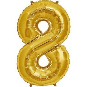 Şekilli 8 Numara Supershape Gold Rakam Folyo Balon