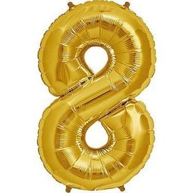 Şekilli 8 Numara Supershape Gold Rakam Folyo Balon