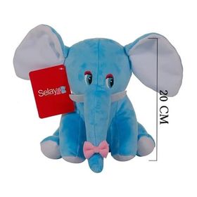 Selay 1286 20x17 cm Oturan Fil Mavi Peluş Oyuncak