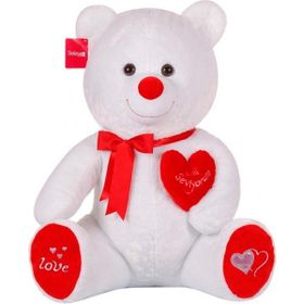 Selay Beyaz Kalpli Yumoş Ayı 47 cm Peluş Oyuncak