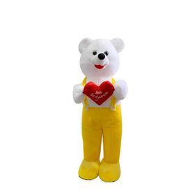 Selay Kalpli Sarı Tulumlu Ayı 115 cm Peluş Oyuncak