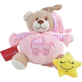 Selay Pembe Müzikli Şapkalı Ayı 19 cm Peluş Oyuncak