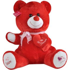 Selay Tıkıl Ayı 57 cm Kırmızı Kalpli Peluş Ayı