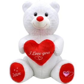 Selay Toys 80 cm Beyaz Kalpli Peluş Ayıcık