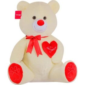 Selay Yumoş Ayı 47 cm Ekru Kalpli Peluş Ayı