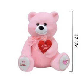 Selay Yumoş Ayı 47 cm Pembe Kalpli Peluş Ayı